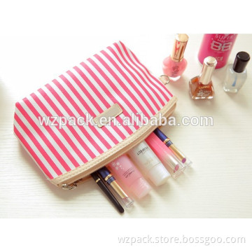 OEM Pink Striped Mini Coin Purse Cosmetic / Makeup Bag Case